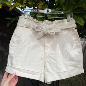 HighWaisted OffWhite Bow Shorts